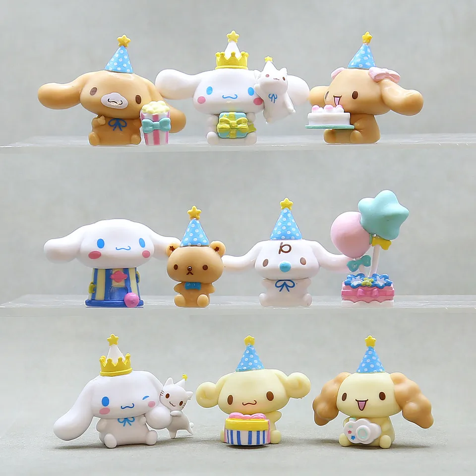 10ks/set anime sanrio figurín Kawaii Cinnamoroll narodeninové koláče Party Ozdoby darček pre atmosféru Karikatúra rozkošný hračkársky model