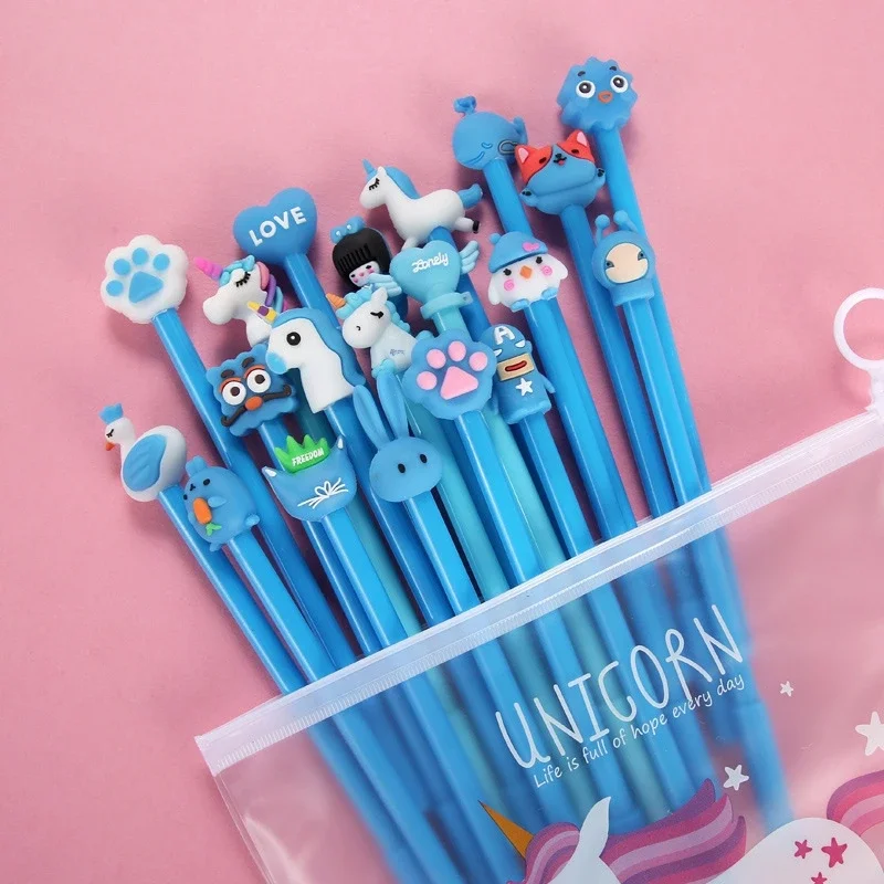 10ks/set Cute Unicorn Cartoon Animal Gel Pen 0,5 mm čierny atrament kawaii gélové perá pre školy