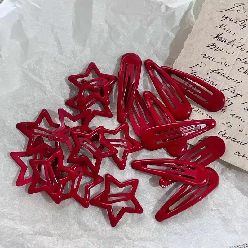 10ks/set Fashion Red Star Water Drop Drhy Dievčatá Dievčatá Klip Simple Barrettes BB Vlasáň