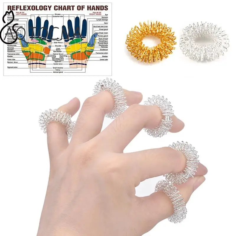 10ks/Set Finger Massage Sujok Ring Akupunktúrny prsteň zdravotnej starostlivosti Masáž Čínska medicína Farba zlata