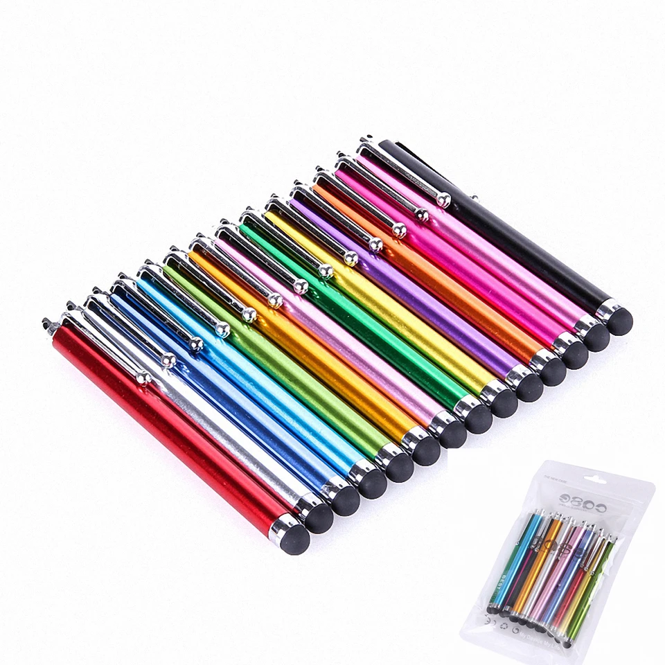 10ks/set kapacitné pero farebné kovové dotykové stylus perá pre iPhone xr xs max Samsung Smart Phone Tablet Drop Doprava