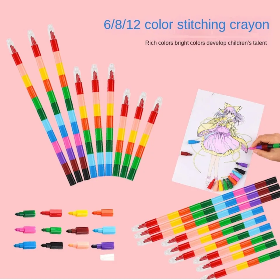 10ks/set kreslenie kreatívnych blokov Pen Crayons vymeniteľné stohovateľné mini prstové pastelky Pens Dúhové kancelárske potreby
