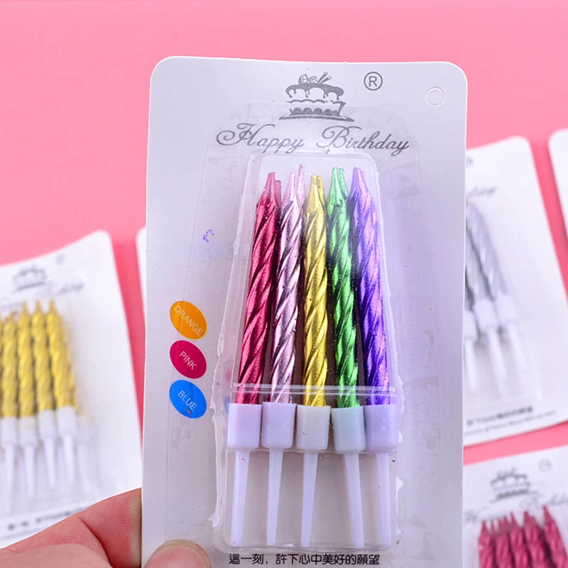 10ks/set Svadobná večera Dekorácie Dodávky Stand Cake Candle vlákno Narodeniny sviečky Cake sviečka