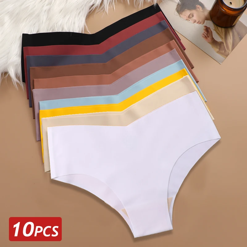 10ks/set Ženy ultra tenké bezšvové nohavičky pevné farebné nohavičky Ženské priedušné spodné prádlo Sexy