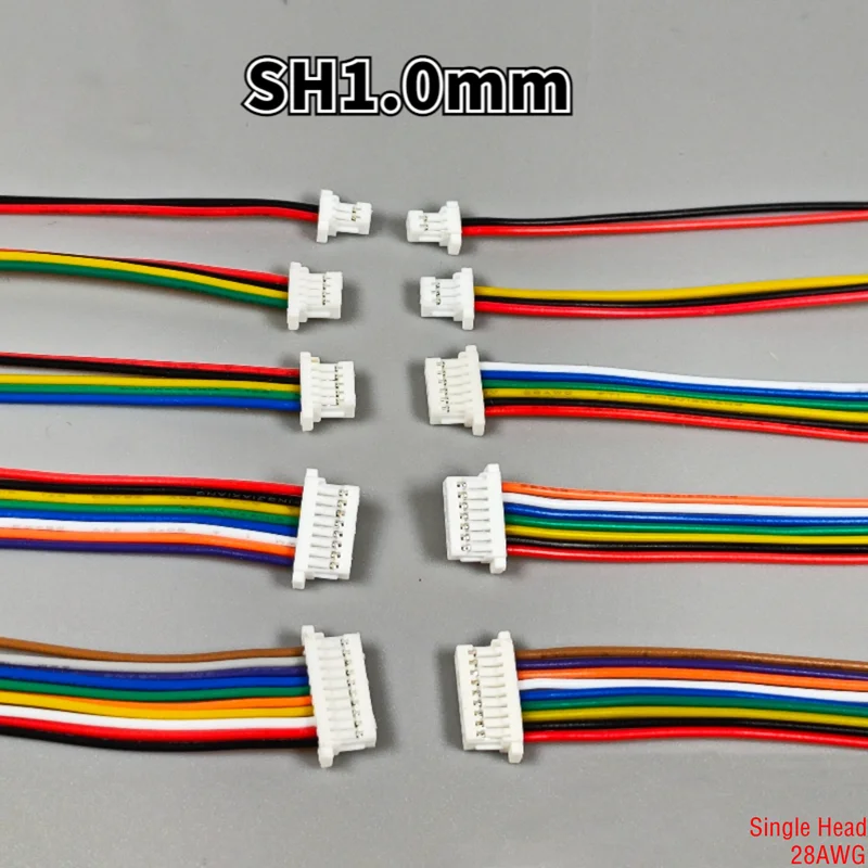 10ks SH 1,0 mm 2/3/4 8 PIN káblového konektora JST SH1.0 Pitch 1,0 mm Single WiMEnd Jack Dĺžka zástrčky Dĺžky 10/15/20 cm 28awg