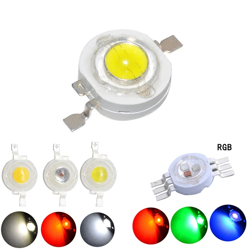 10ks Skutočný plný watt 1W 3W s vysokým výkonom LED žiarovky Diodes SMD 110-120LM LED LED čip pre 3W - 18 W SPOT LIGHT Downlight LIGHT