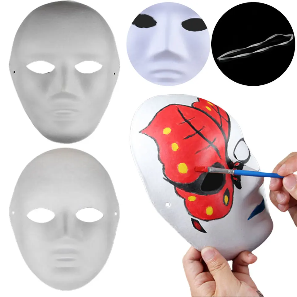 10ks slepá maska ​​hladký povrch celá tvár Maska Kreatívna maľovacia papierová maska ​​DIY maskova maska ​​Halloween rekvizity