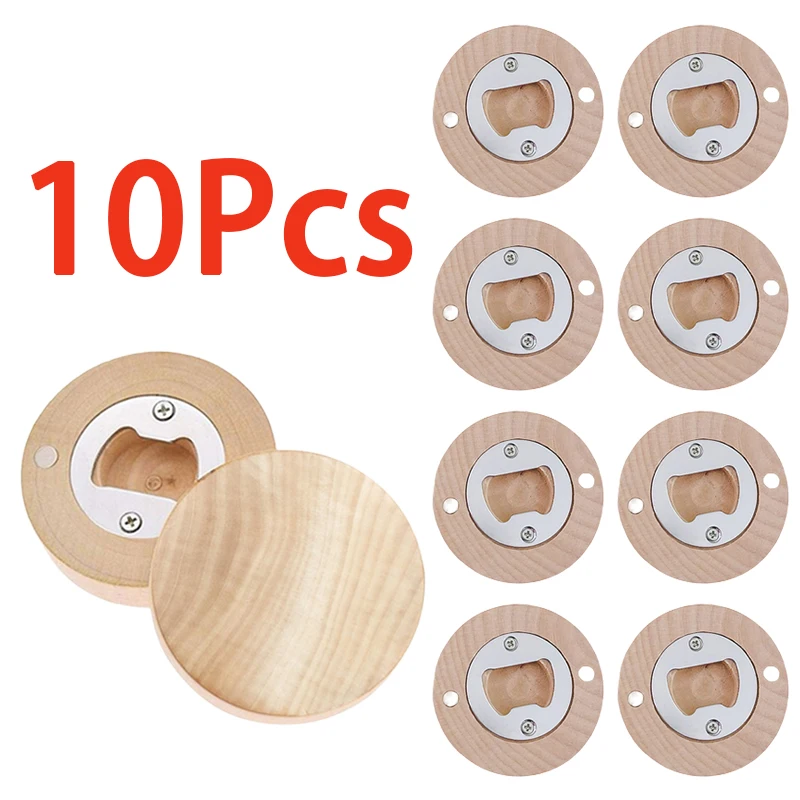 10ks slepé okrúhle drevené fľaše otvárač chladničky Magnet Drevené magnetické fľaše Otvárač