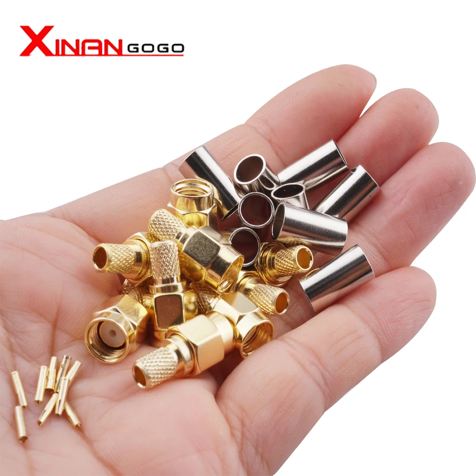 10ks SMA Samec Slug Crimp pre RG58 LMR195 RG400 RG142 LMR200 RG223 50-3 Kábel RF Connector RF