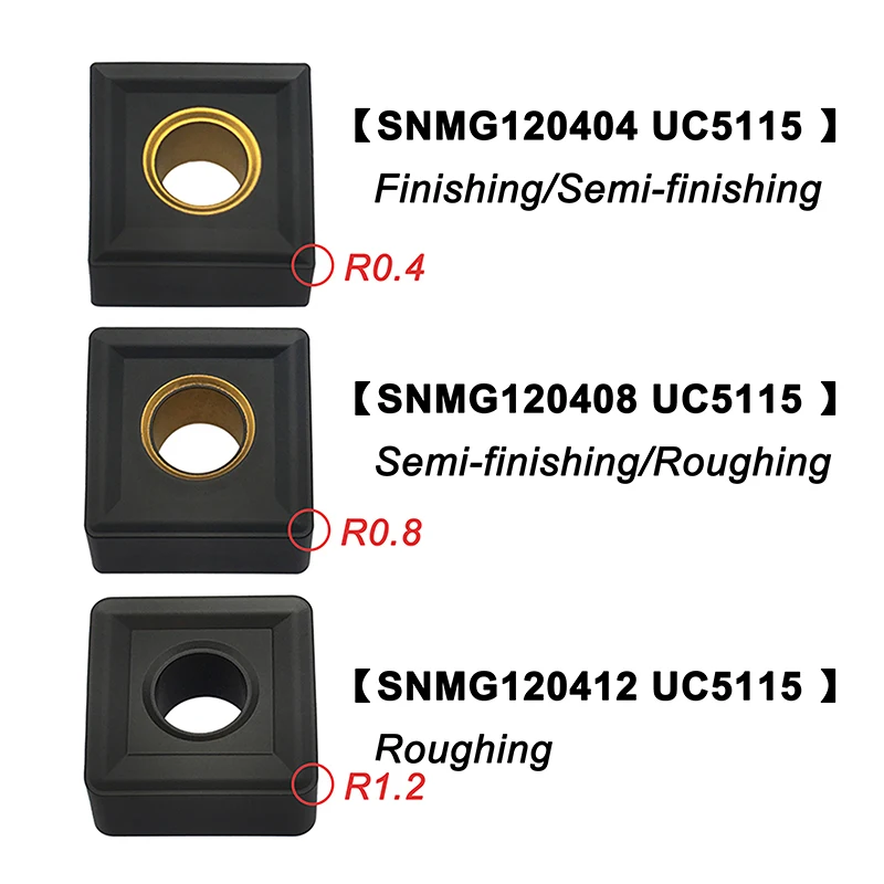 10ks SNMG120404 SNMG120408 SNMG120412 UC5115 Karbidové vložky Externý otáčanie nástroja SNMG CNC Lathe Cutter Tools pre liatinové železo
