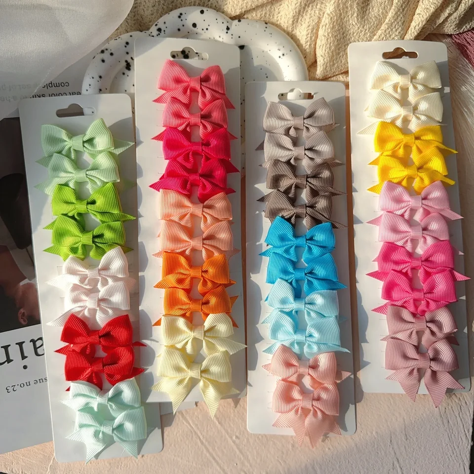10ks Solid BB Vlasové svorky Roztomilé luky Dievčatá Ribbon bowknots Barrettes detské vlasové panesky hlava Keby Mini vlasové doplnky darčeky