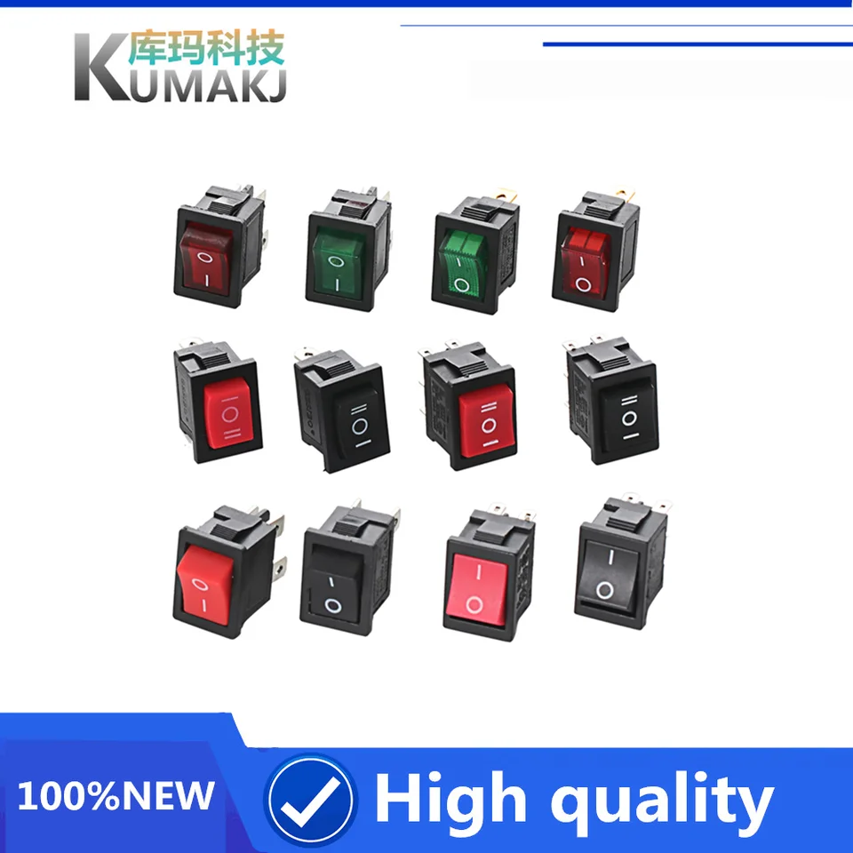 10ks/spínač typu člna KCD1-101 KCD1 104 Dávkovač vody Elektronická stupnica člna Rocker Power Button 2pin 4pin 250V
