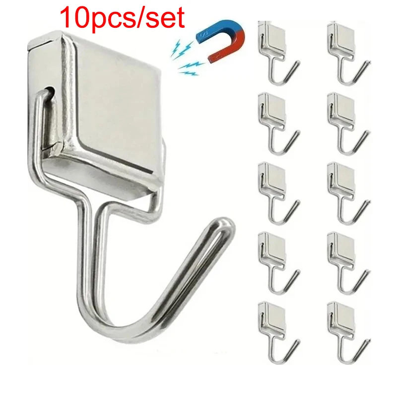 10ks Squre Silné magnetické háčiky viacúčelové úložné háčik domáci kuchynský bar úložný priestor kľúče skladovacie háčiky kúpeľne vešiaky