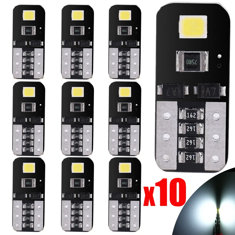 10ks T10 2835 W5W LED CAR Interiérové ​​svetlo Canbus Žiadna chyba ŠPIN k značke LIGHT TACH ŽIAR Šírka žiarovka Univerzálne signálne svetlá automobilu
