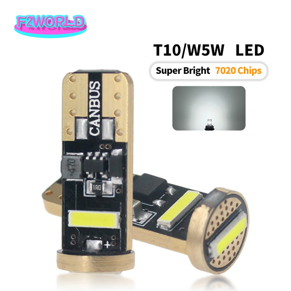10ks T10 W5W 7020 3SMD LED CANBUS pre interiérové ​​svetlo 470 Super Bright 6000K Biela 12V Čítanie kmeňa Automatické príslušenstvo Automatické príslušenstvo