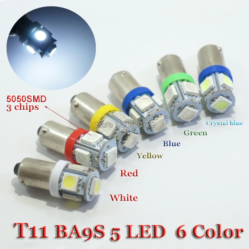 10ks T4W BA9S 5 SMD 5050 LED dióda LED Interiérová lampa na bočnú značku zálohy chvosta Čítanie chvostovej žiarovky Dvere LIVATION SVETLÁ KLOŽNÉ SILA LAMPS