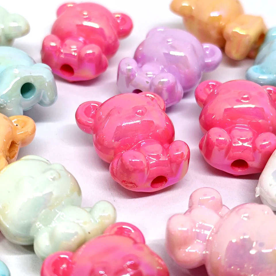 10ks Tiki Hot Sale Acryl Cytle Cuil Color Medveď 20 mm korálik pre telefónny reťazec Keychain Náramok Detské módne doplnky