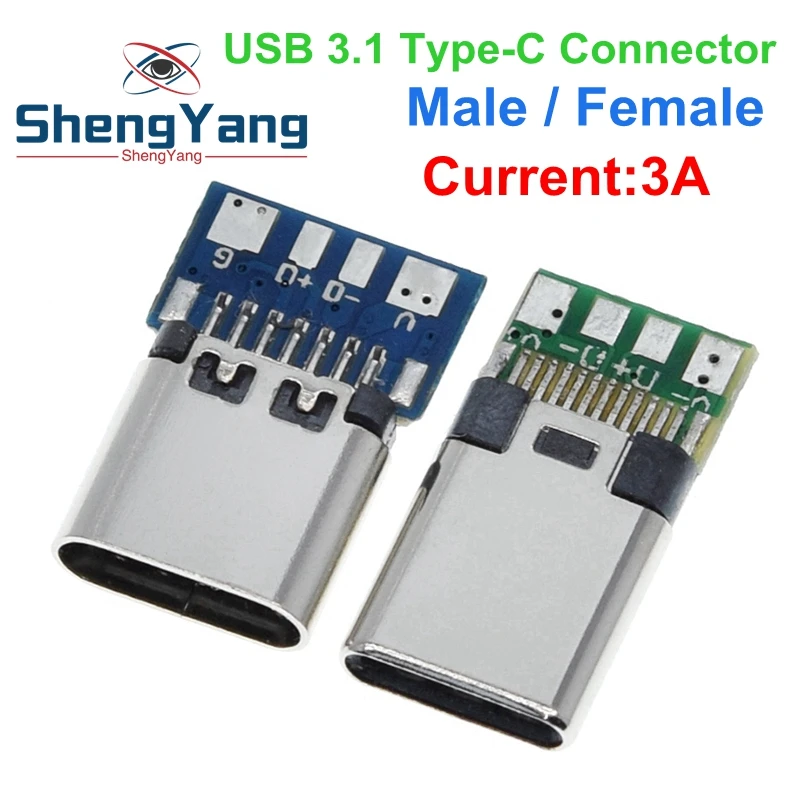 10ks USB 3.1 Konektor typu C 24 PINS Muž / ženská objímka Adaptér kĺbovému drôtu a kábla 24 kolíkov podporuje dosku DPP PCB