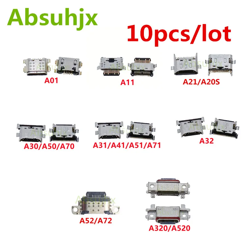 10ks USB Nabíjací konektor pre port Samsung A01 A11 A21 A20S A31 A51 A71 A30 A50 A70 A32 A52 A72 A300 A300 A500 A320 A520 Dock Plug
