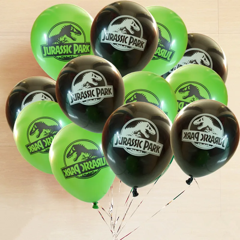 10ks /veľa dinosaur tlač latex Balón 10 palcov čiernej a zelenej narodeninovej oslavy dekorácie deti bábätká chlapci héliové balóny