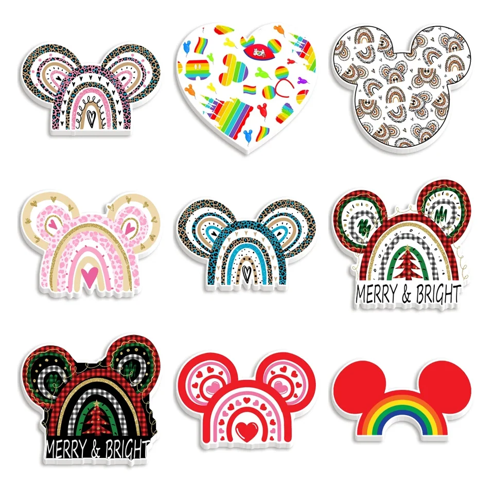 10ks/veľa dúhových sérií Disney Mickey Resin DIY DEY DEY DETA DETÁCIE OBCHODNÉ OBLASTI PLAKNÉHOBACK ŽIVÁ PLANÁCKÁ AKRYLICKÉ RÁDY