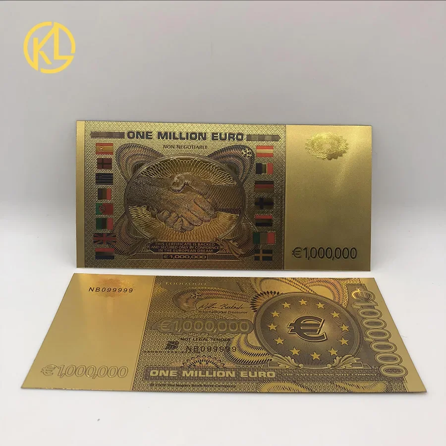 10ks/veľa farby euro banky 1 milión eur bankovky v zlatej fólii Pamätná bankovka