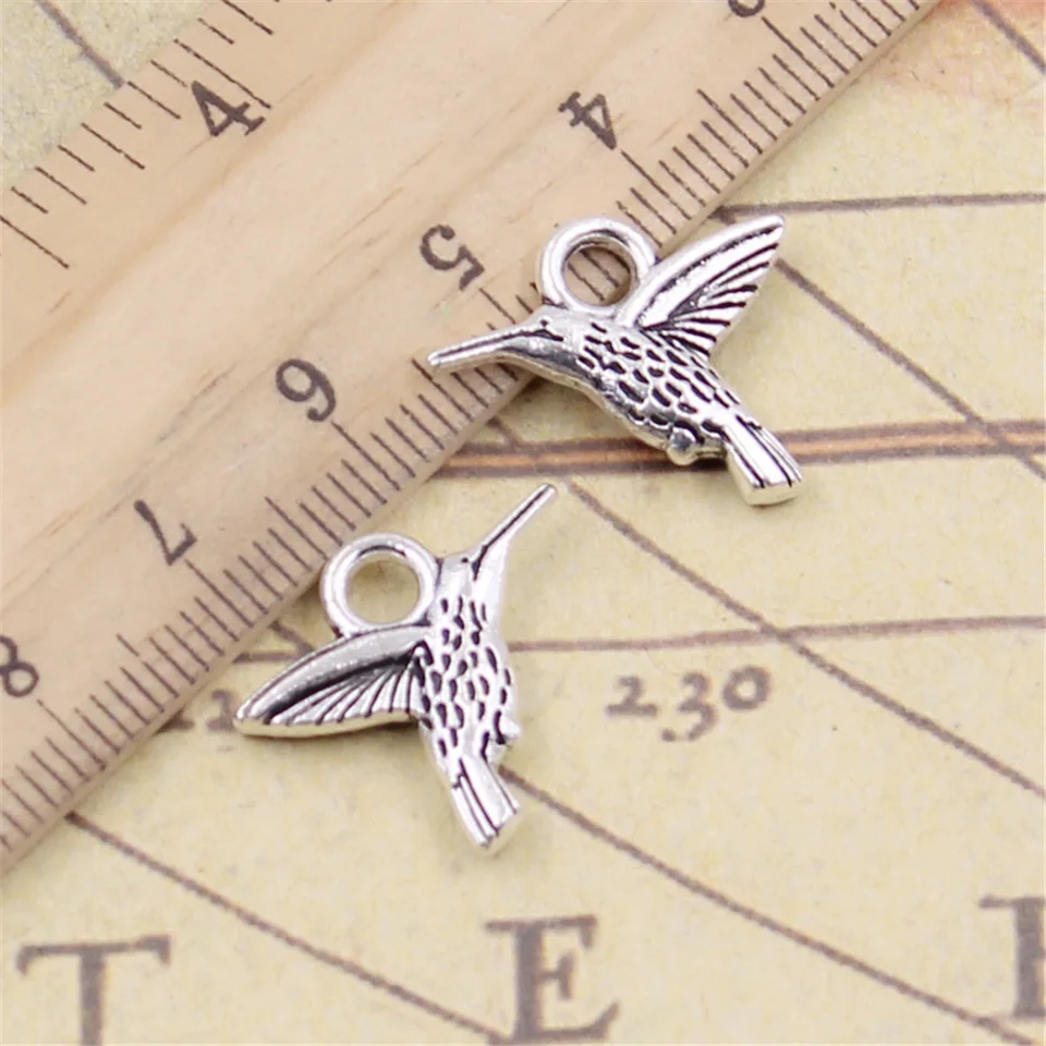 10ks/veľa kúziel Hummingbird Bird 19x15 mm Tibetan bronzové strieborné prívesky starožitné šperky výroby