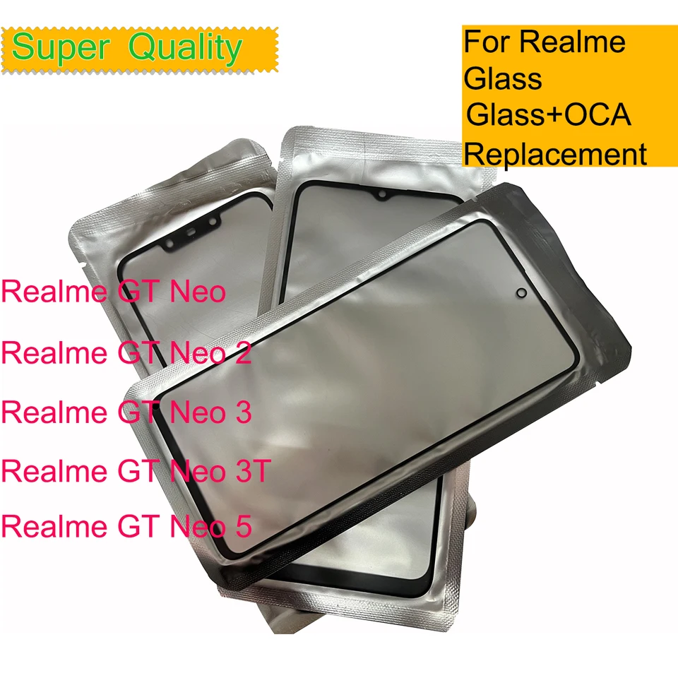 10ks/veľa pre Realme GT NEO 2 3 3T 5 Predné vonkajšie sklo panela dotykovej obrazovky pre Realme GT NEO 5 LCD objektív s výmenou OCA