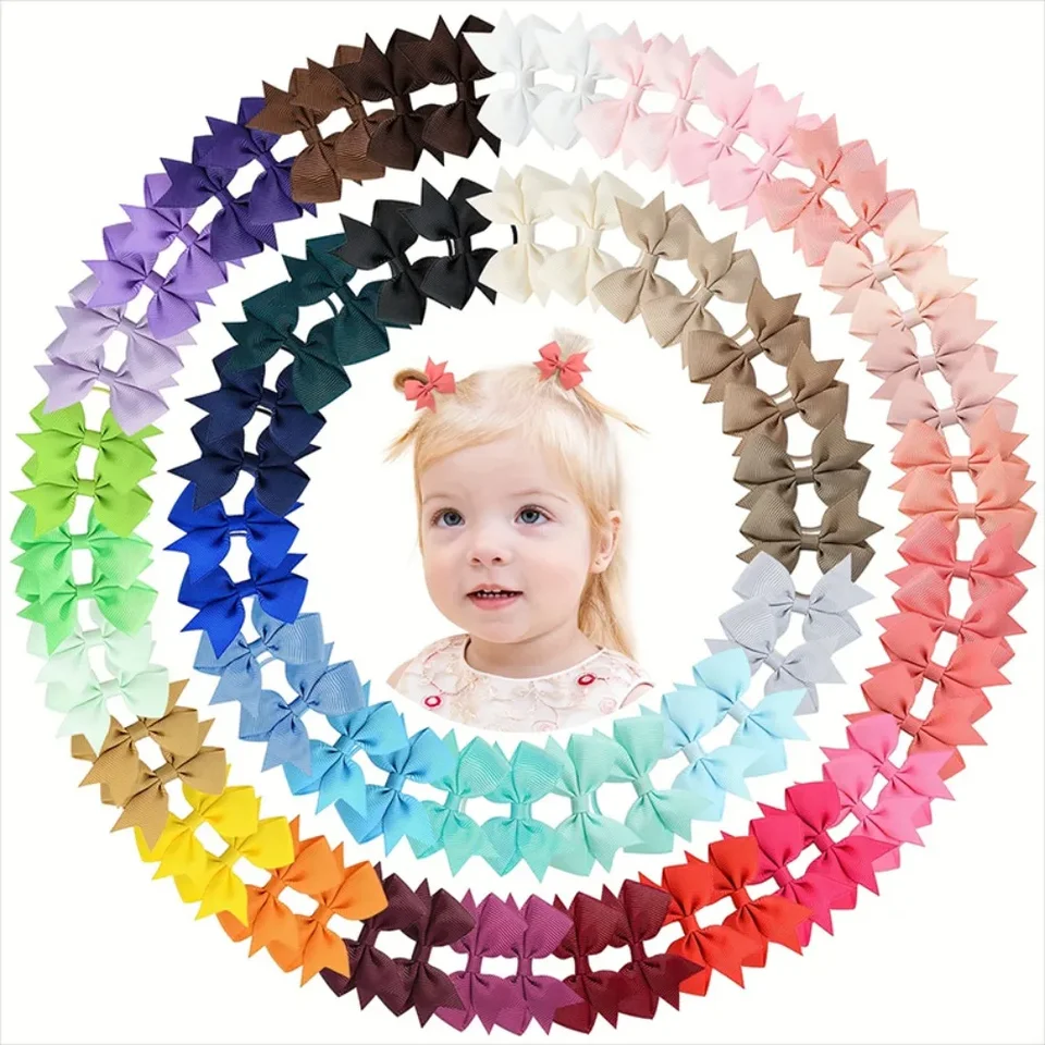 10ks/veľa Solid Ribbbon Bowknot Hairband pre dievčatá 2,6 palca Elastická saténová čela čelenka vlasov k vlasovým doplnkom Vlasové doplnky Veľkoobchod