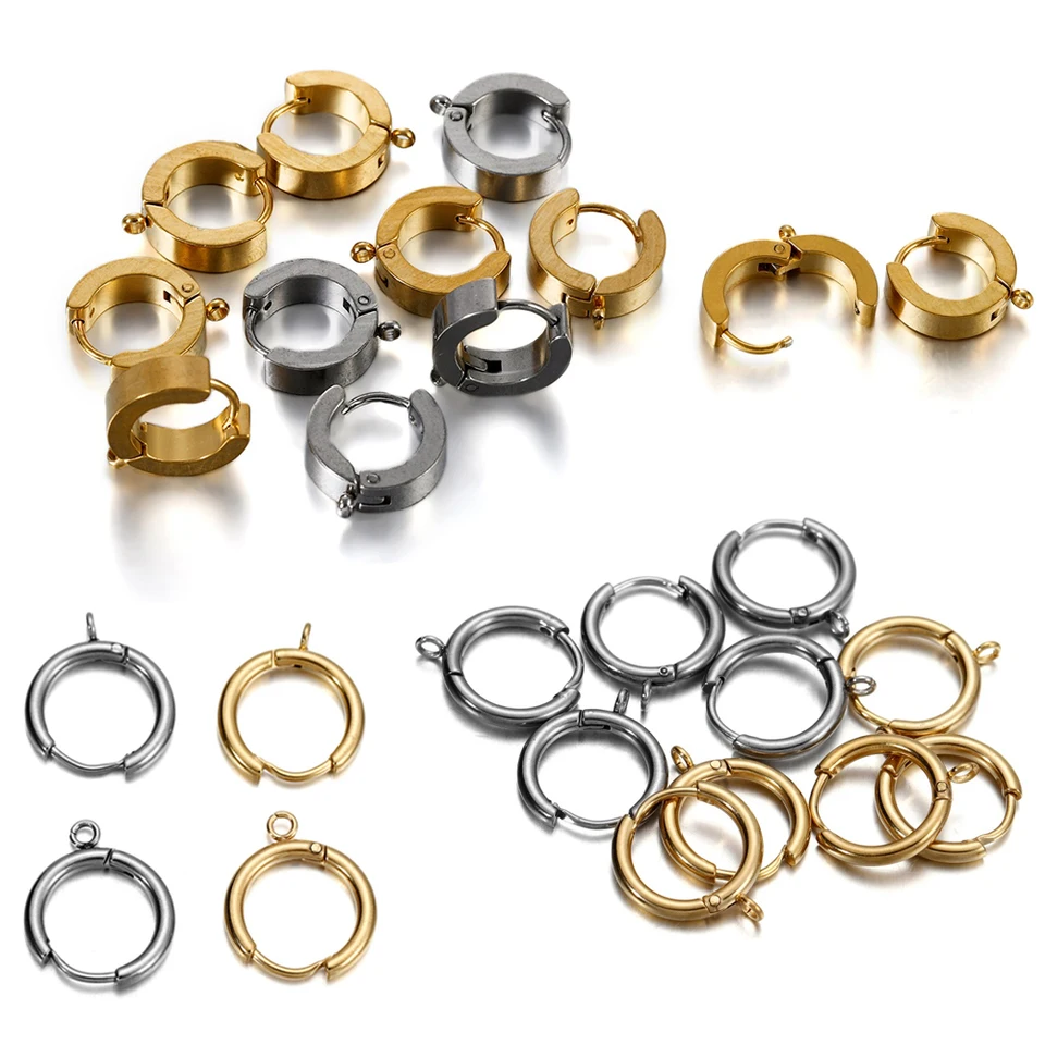 10ks/veľa z nehrdzavejúcej ocele Zlato Gold Huggie Hacks s okrúhlym uši s otvoreným skokom pre DIY šperky komponentov