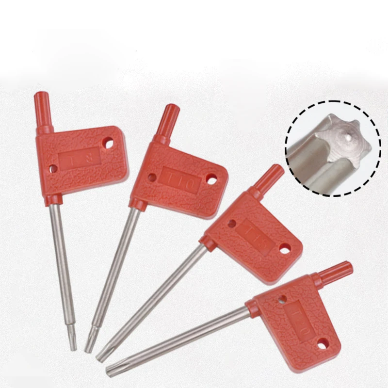 10ks/veľa červenej vlajky Torx Wrench t7 T8 T9 T10 T15 T20
