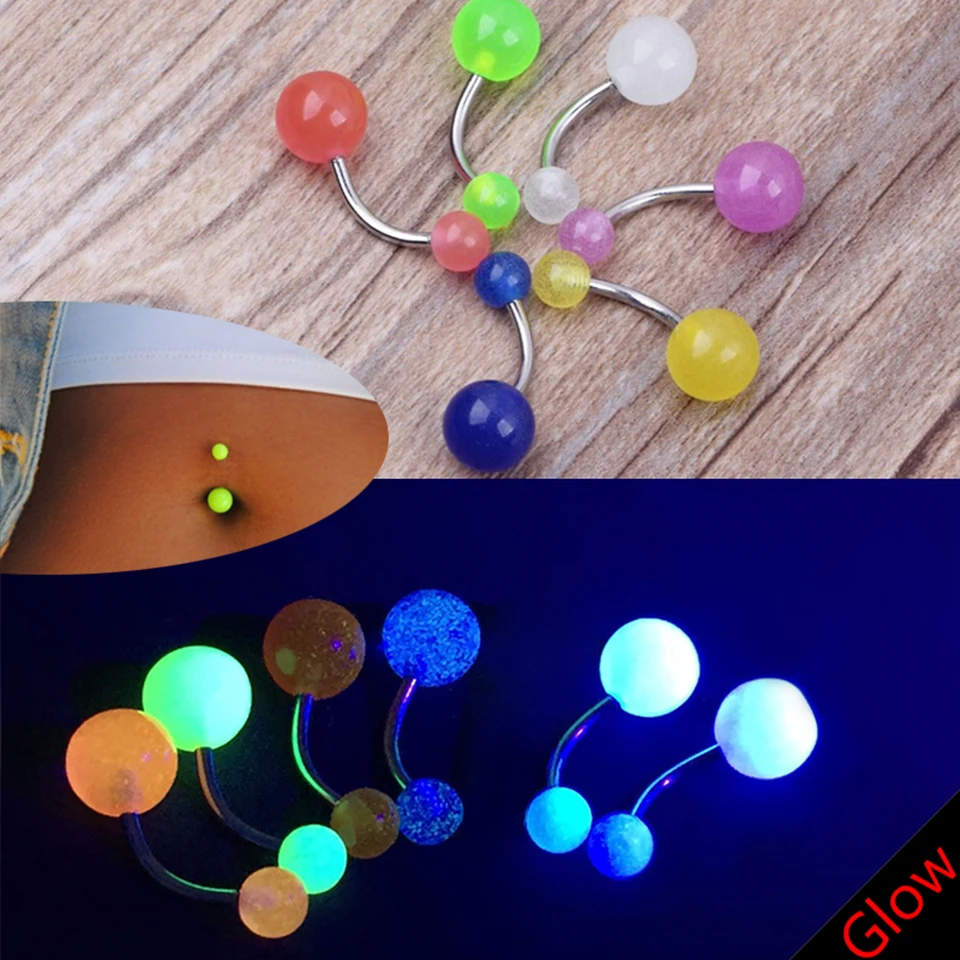 10ks/veľa žiara v tme Dámske brucho Dámske módne pupky prstene Punk Body Piercing Ombligo Body Jewelry Zmiešané farby