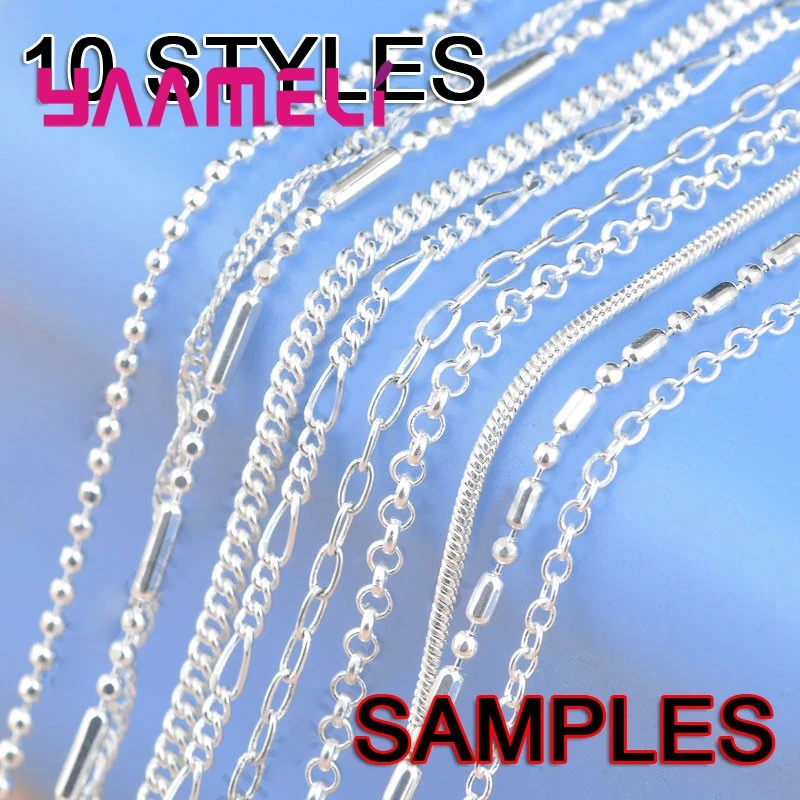 10ks veľkoobchod 925 Sterling Silver Jewelry náhrdelník 10 štýlov had rolo guľový kríž obrubník singapore figaro reťaze/spona homára