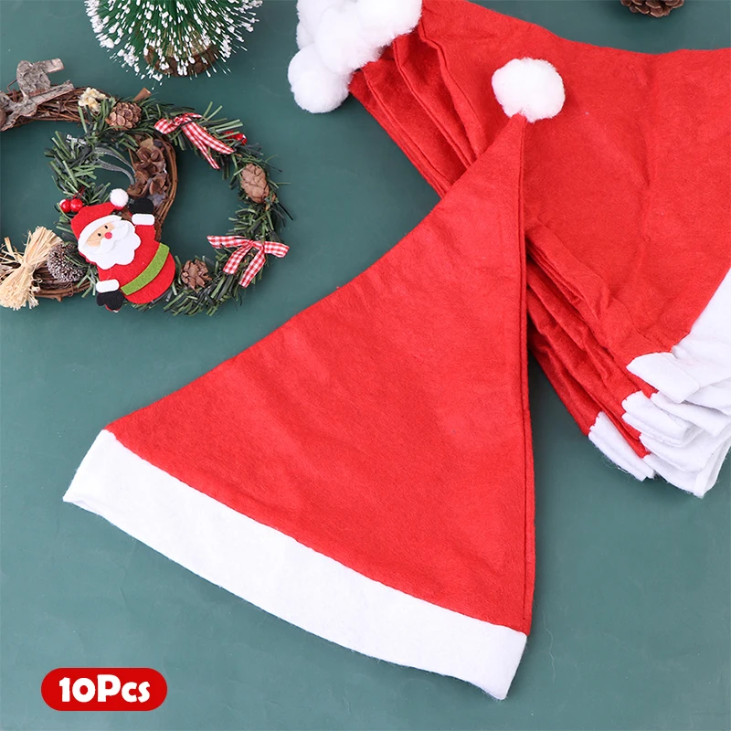 10ks vianočné klobúky Santa Claus klobúky čiapka veselé vianočné festivalové dekorácie Nový rok vianočné večierky Decor Dodávky