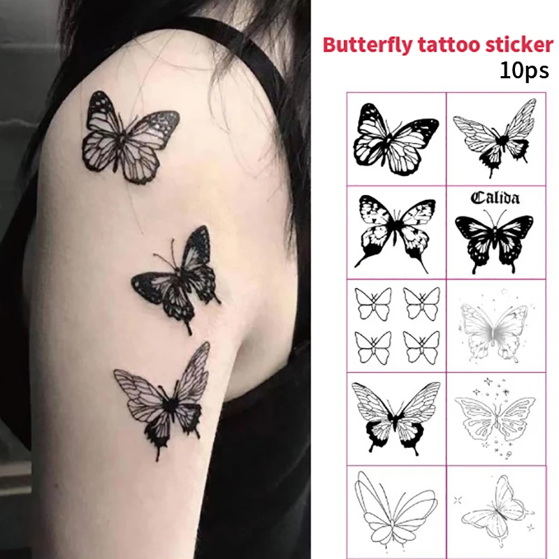 10ks vodotesné dočasné tetovacie nálepka Small Butterfly Body Art Falošné tetovanie Flash tetovanie pre mužov pre mužov deti deti