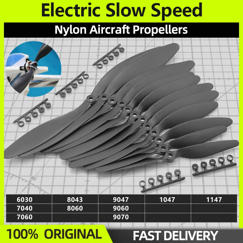 10ks Vysokoúčinná vrtuľa s pomalou rýchlosťou 6030 7040 7060 8043 8060 9047 9060 7070 1047 1147 pre diely lietadla FPV FPV