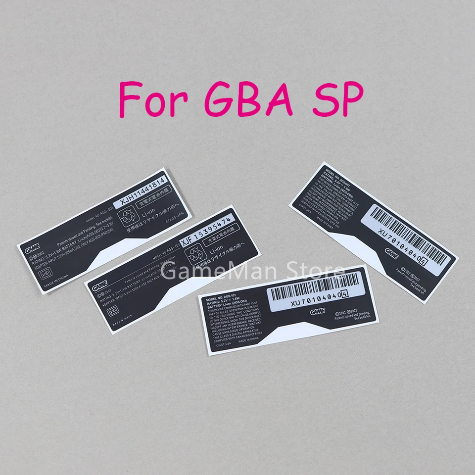 10ks výmena za Gameboy GBA SP Console US/JP Verzia Back Tag pre nálepku Gameboy SP štítok