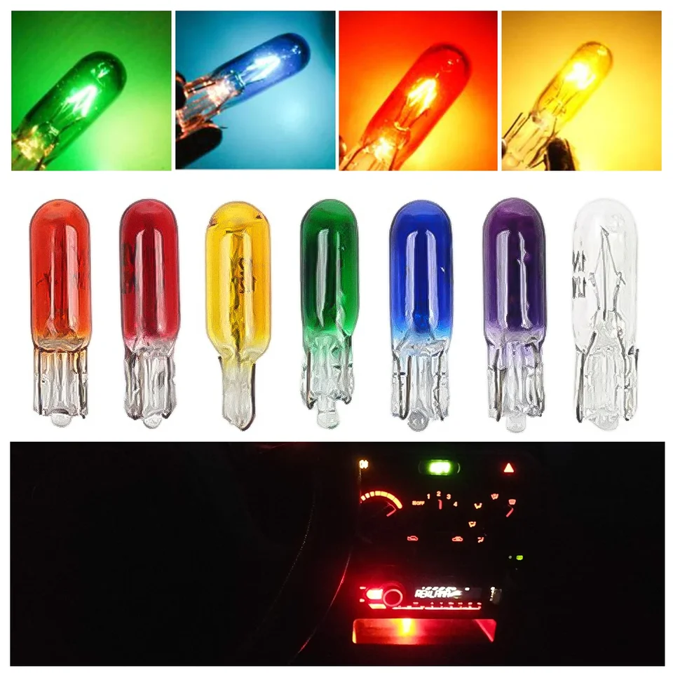 10ks W2W T5 12V 1,2 W Halogénové lampa s halogénovou lampou na prístrojovú dosku T5 LED žiarovka prístrojová lampa Automatické auto Interiérové ​​svetlo