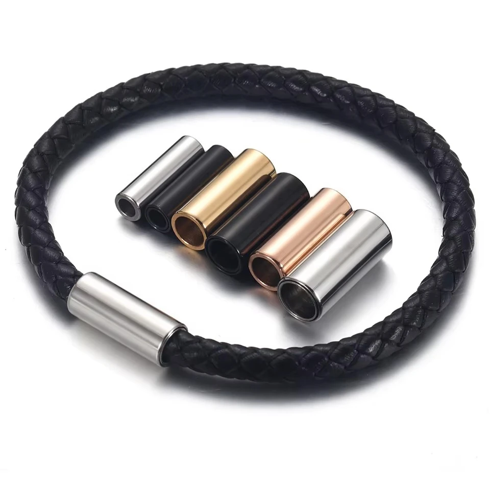 10ks z nehrdzavejúcej ocele Magnet sponky holé telo kožené lano náramok Rovná spona šperky Pripojte Clasps Wholesale