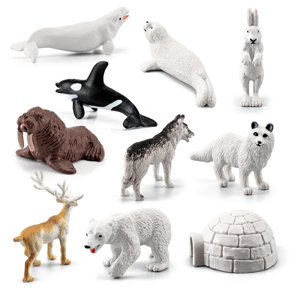 10ks zvierací figúrka sada Arctic Ocean Model Polar Bear Figurín Domáca dekorácia