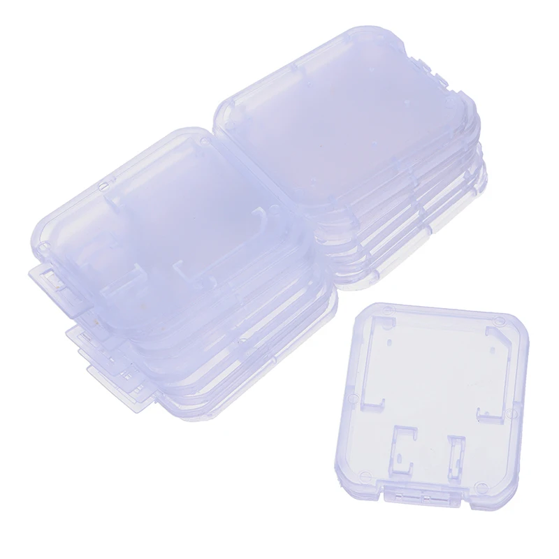 10ks čistá plastová pamäťová karta s paličkou Micro SD TF Card Storage Box Ochrana Držiak Transparentné pamäťové úložné skrinky