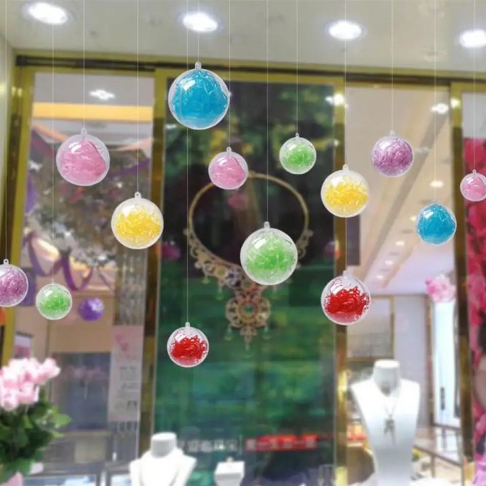10ks číry plastové gule Plniteľné guľové večierky ozdoba vianočný stromček visiaci cukrík Candy Box DIY Crafts Darčekové dekorácie 3 4 5 6 cm