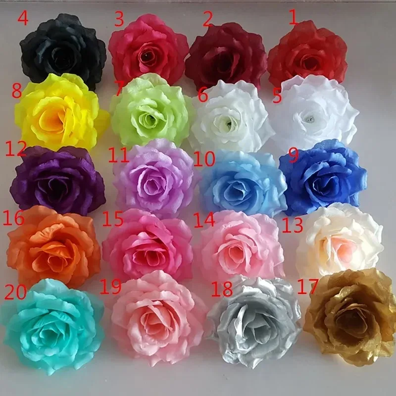 10ks/šarža 10 cm zlaté umelé ruže hodvábne kvetinové hlavy DIY Svadobné domáce dekorácie slávnostné doplnky večierky 20Colors