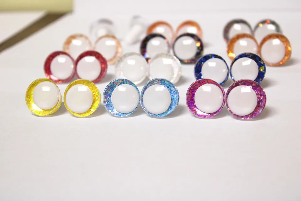 10ks/šarža 14 mm až 35 mm bieleho žiaka 3D Comical Round Glitter Toy Eyes Wearch Farebné oči Doll Eyes -T10