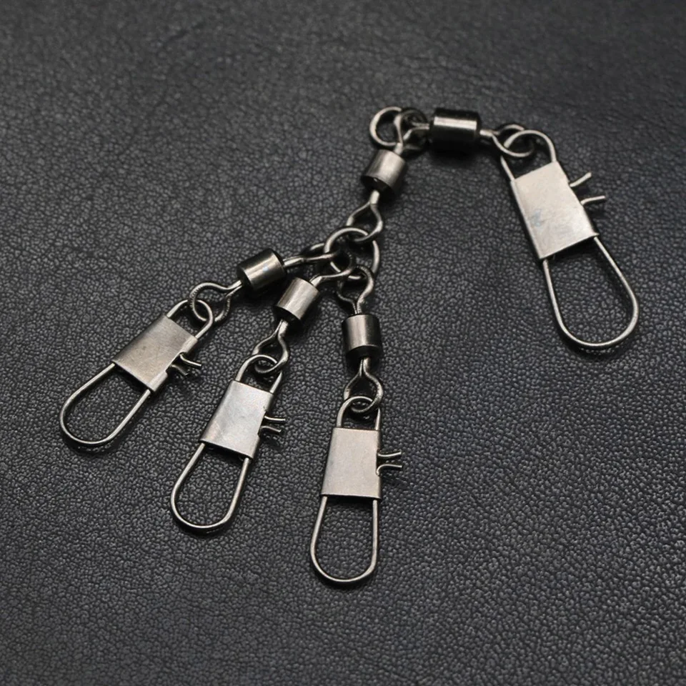 10ks/šarža 3/4-cestné valcovacie otočné otočné s SNAP 3,5G Vysoko uhlíkový oceľový materiál Lure Connector Solid Rings Fishing Tools príslušenstvo