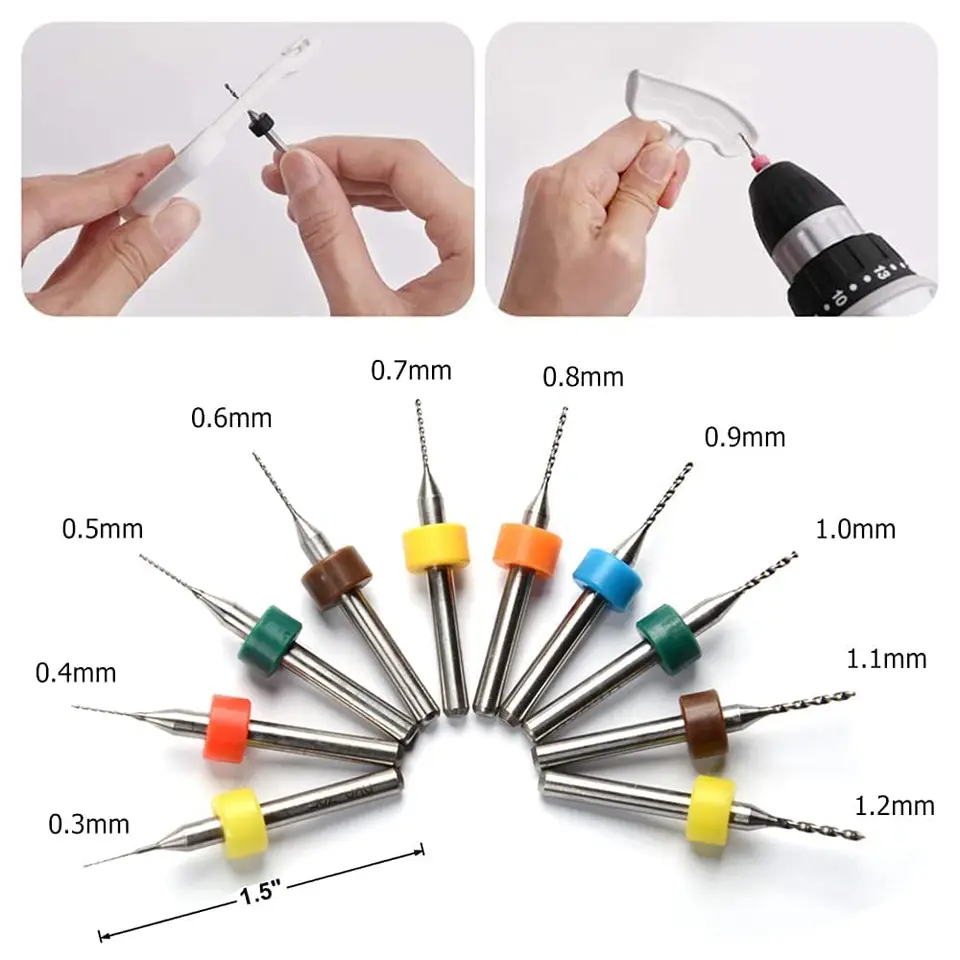 10ks/šarža 3D čistiaca súprava na čistenie ihličiek vŕtania BITS Veľkosť 0,1 mm-1,0 mm pre extrudér 3D tlačiarne pre dýzu MK8 MK10