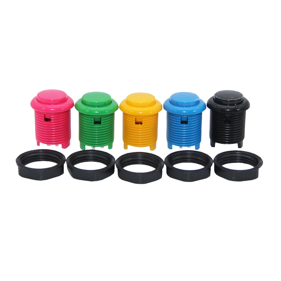 10ks/šarža Baolian 24 mm 28 mm okrúhle arkádové tlačidlo Bulit-in Microswitch Screw Matice Typ pre DIY Console Video Heret Skrinka