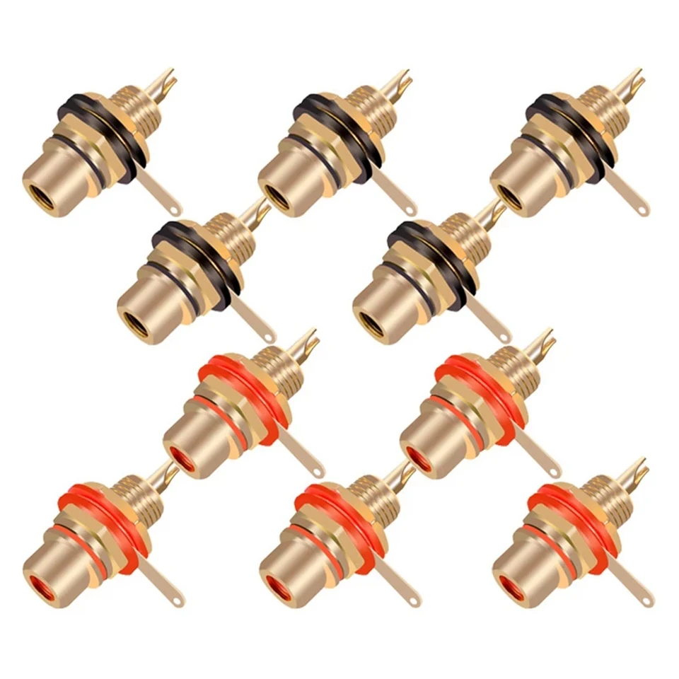 10ks/šarža konektor RCA Gold -Plated Entem Socket Solover Solder Connector RCA Panel Mount Chassis