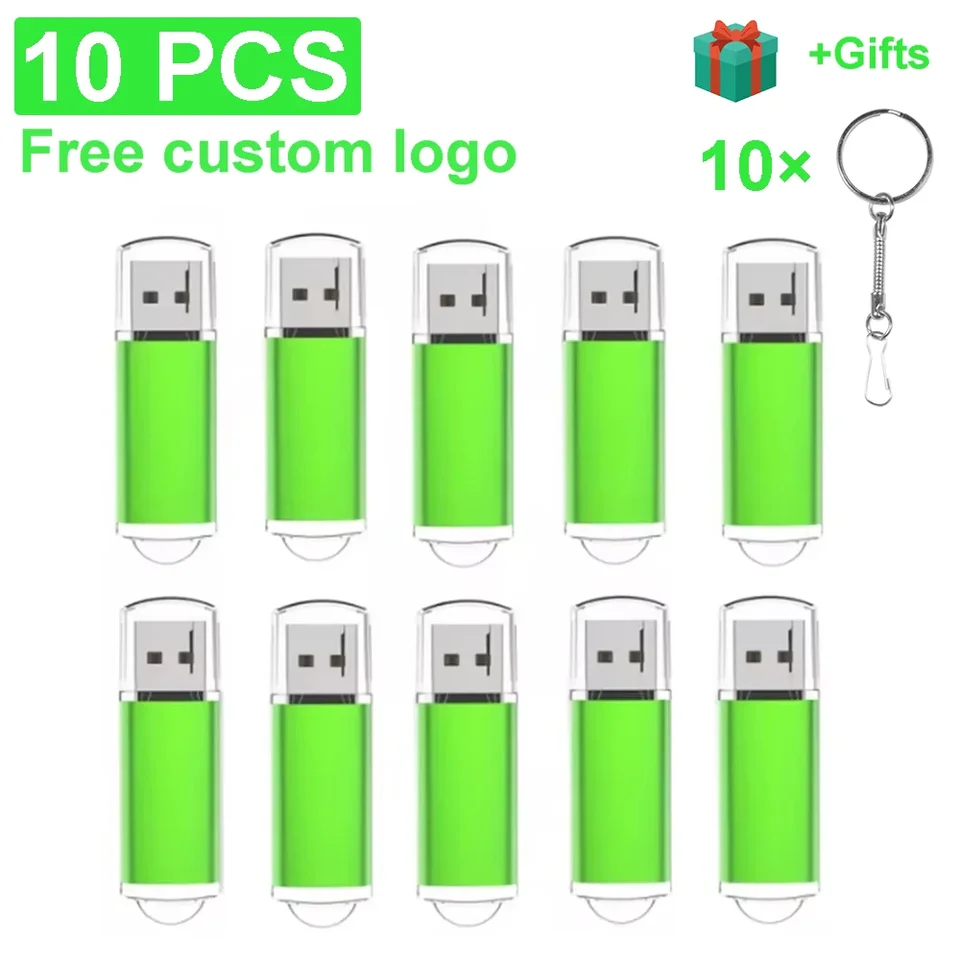 10ks/šarža Mini Metal USB Flash Drive 128 GB 100% reálna kapacita pamäť Stick 64 GB Free Key Chain Drive 32 GB Business Darček
