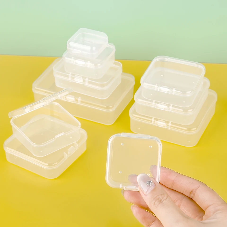 10ks/šarža Mini plastová škatuľka obdĺžniková skrinka Storage Box Preslávne box balenie boxu prach odolný voči silnému klenotu šperkov